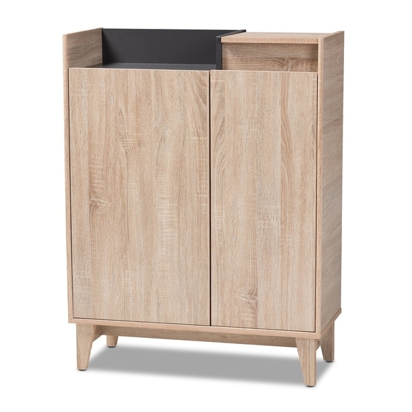 Mid-Century Two-Tone Shoe Cabinet with Drawer - - 27147067