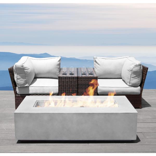 LSI Grey Aluminum and Wicker 5piece Cup Table Fire Pit Set