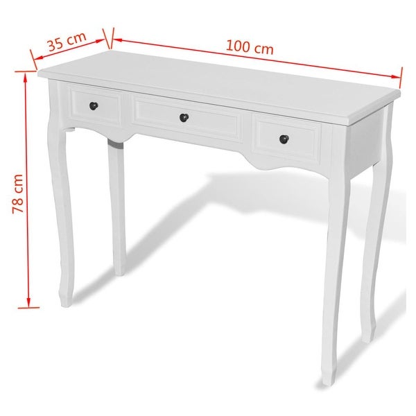 vidaXL White Dressing Console Table with Three Drawers