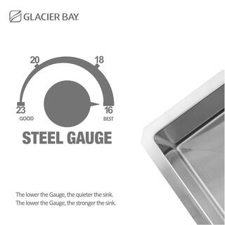 Glacier Bay Professional 33 in. Tight Radius 16 Gauge Drop-in 5050 Double Bowl Stainless Steel Kitchen Sink with Accessories 4167F