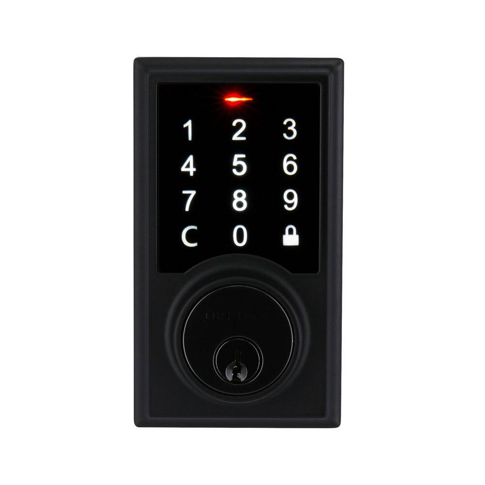 Defiant Square Matte Black Electronic Single Cylinder Touchpad Deadbolt 32GC2X9D01AA