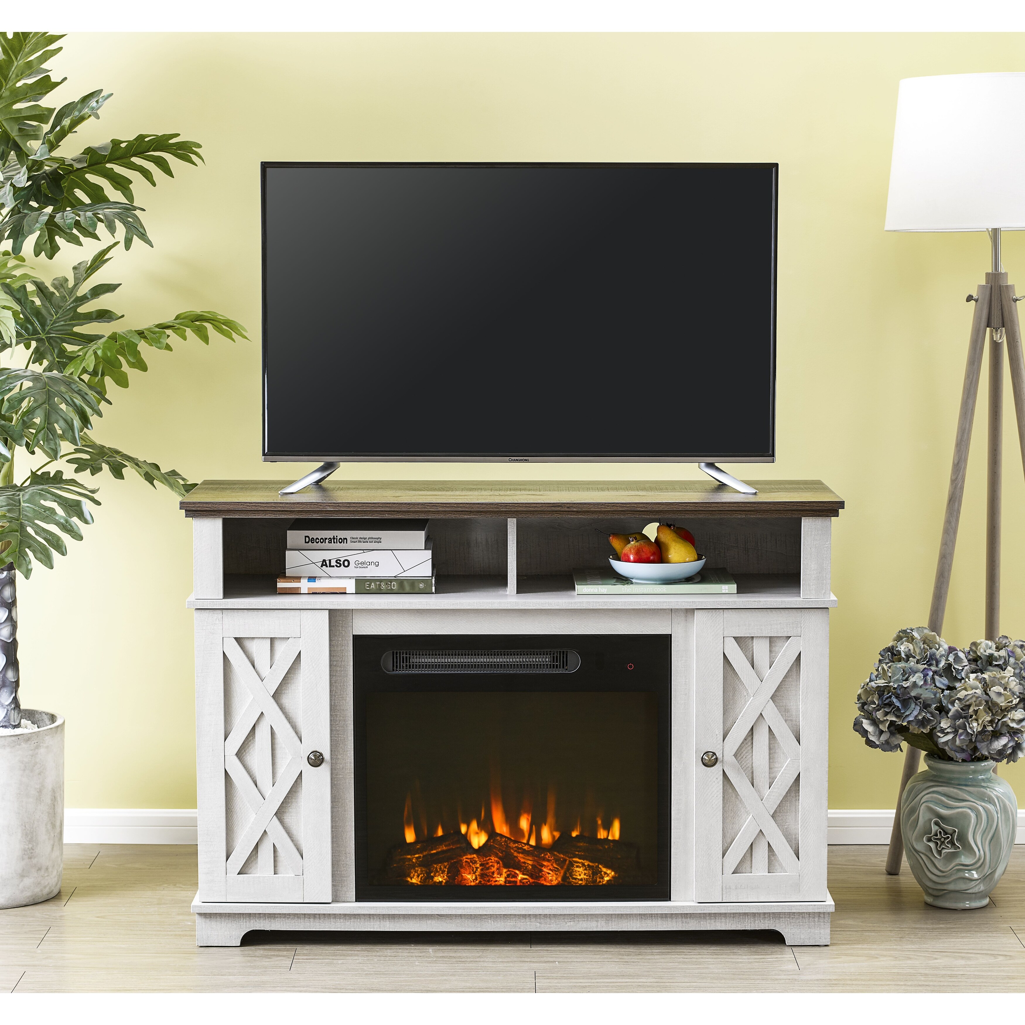 48 in. TV Stand Console for TVs up to 55 in. with Electric Fireplace - 48