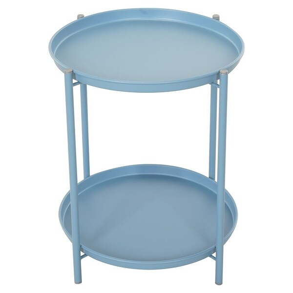 2Tier Metal Round Side Table for Outdoor and Indoor Use