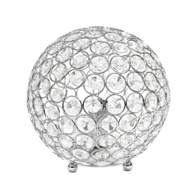 Elipse Medium Contemporary Metal Crystal Round Orb Table Lamp Lalia Home