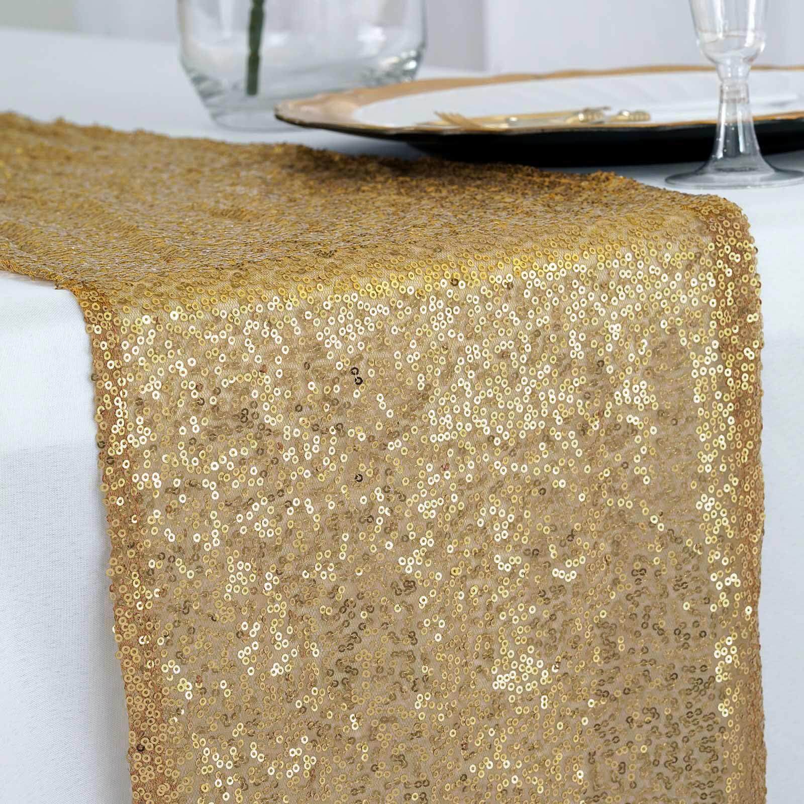 Gold Premium Sequin Table Runner 12