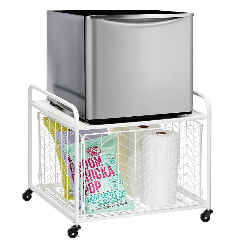 mDesign Small Portable Mini Fridge Storage Cart with Wheels and Handles