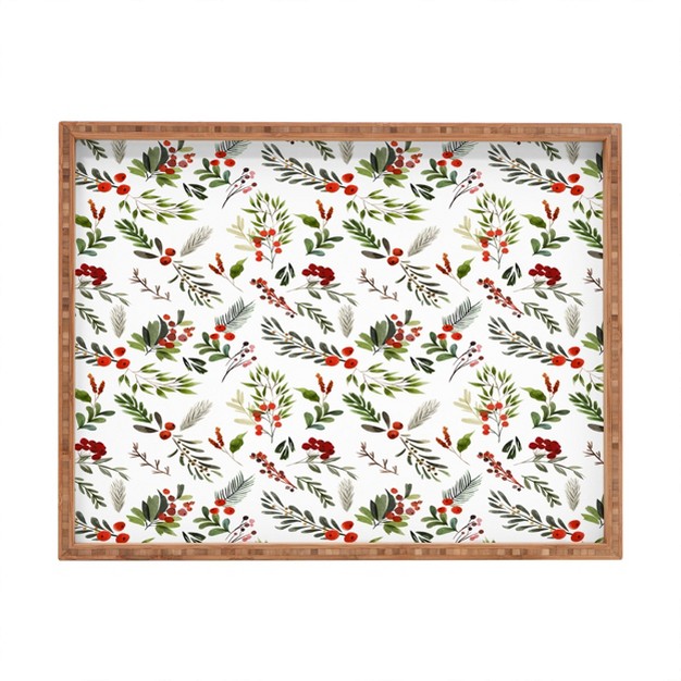 Marta Barragan Camarasa Christmas Botany 001 Rectangular Bamboo Tray Deny Designs