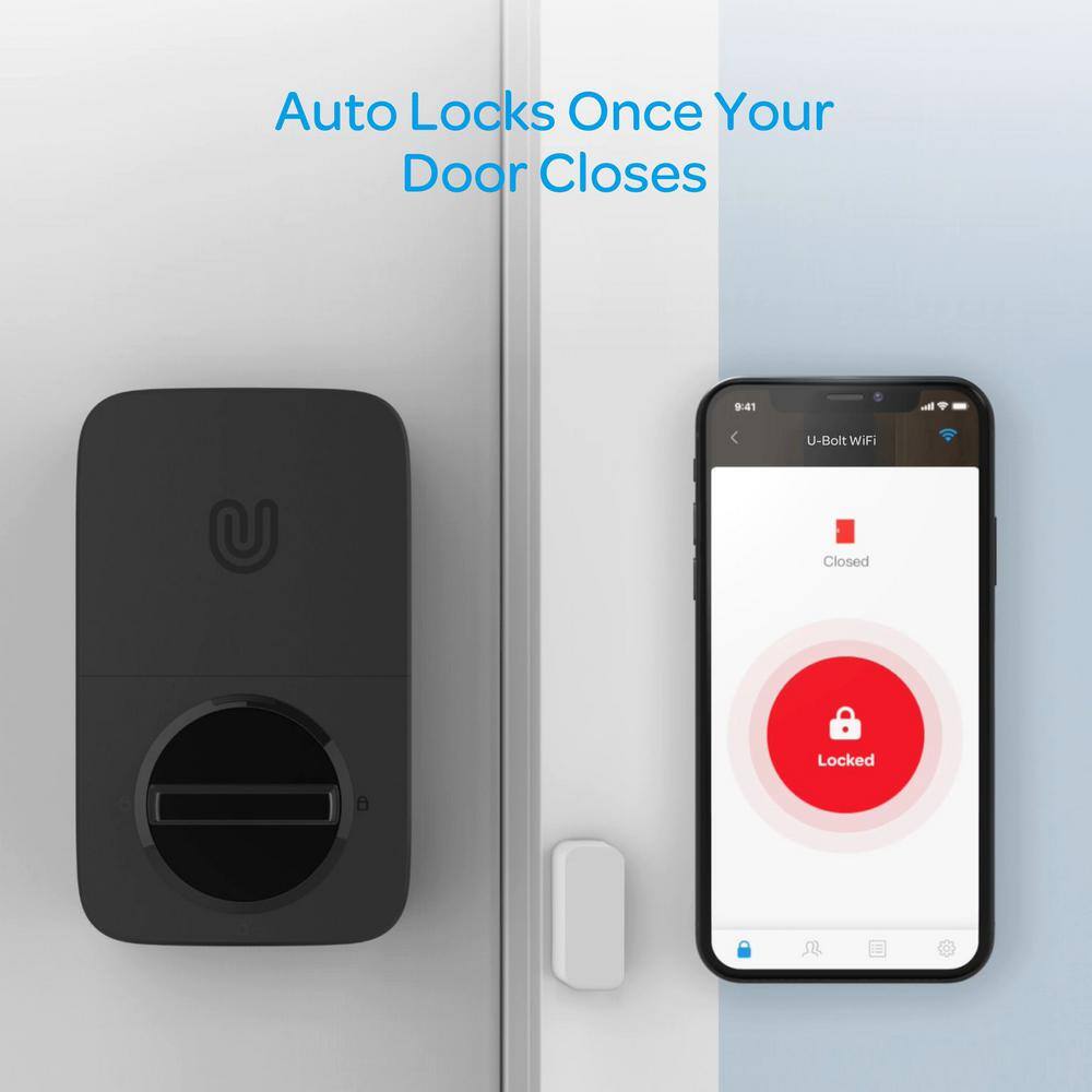 Ultraloq U-Bolt Black Wi-Fi Deadbolt Smart Lock with Passage Handle UBWBHB