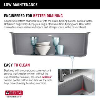 Delta Everest Dark Grey Granite Composite 30 in. Single Bowl Undermount Workstation Kitchen Sink with Accessories 75B933-30S-DG