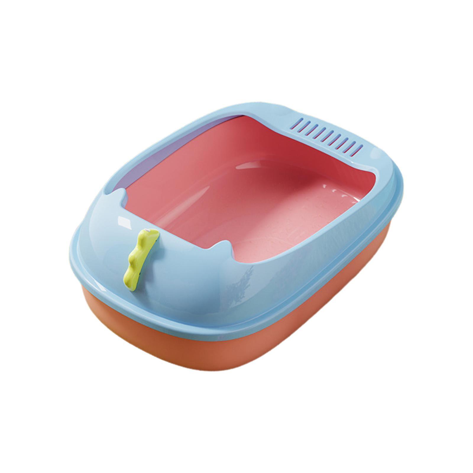 Pet Litter Tray Potty Toilet Cage Open Top Cat Litter Box For Hamsters Kitty Pink Base 42x28x16cm