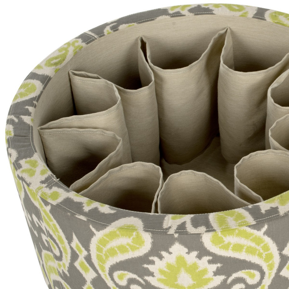 Niska Shoe Ottoman Ikat Grass Green/ Grey/ Beige   Modern   Footstools And Ottomans   by Virgil Stanis Design  Houzz