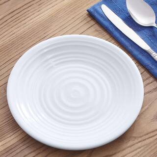 StyleWell Taryn Melamine Salad Plates in Ribbed Solid White (Set of 6) FF5879WHT