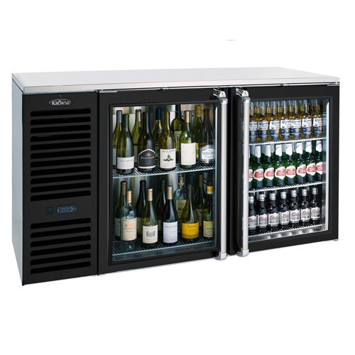 Krowne Metal BS60L-GNS Back Bar Cooler， Glass Doors with Black Frame， S/S Sides