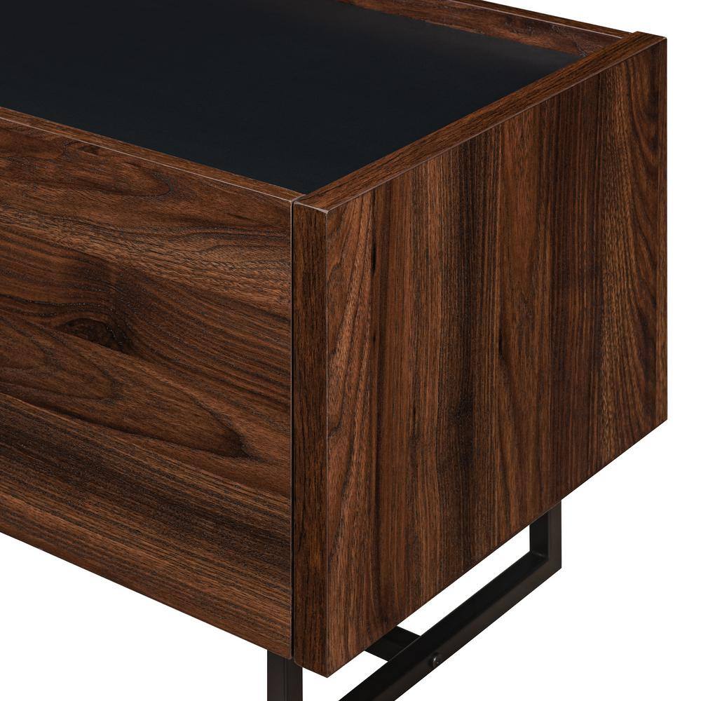 Welwick Designs 63 in. Dark Walnut Wood Modern tv Stand with 2 Doors Fits tvs up to 65 in. with Metal T-Legs HD9341