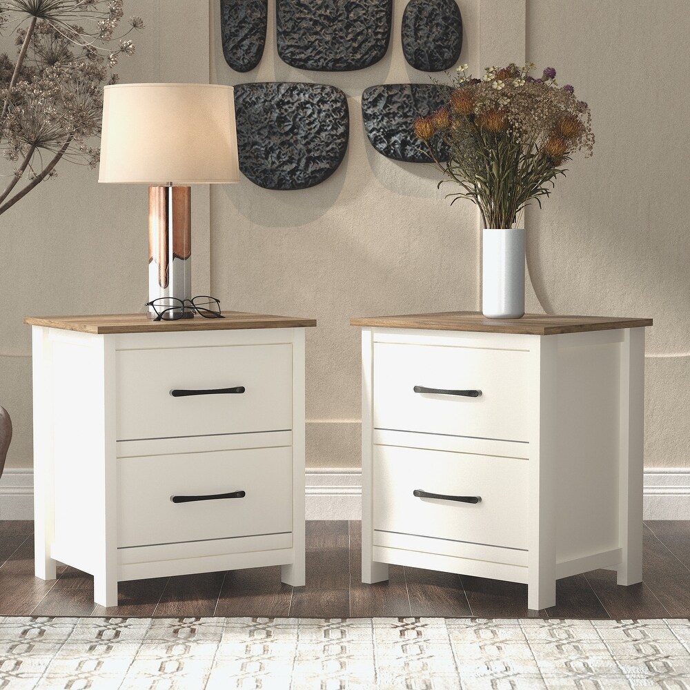 GALANO Kellie 2 Drawers Nightstand 21.8 in. x 19.1 in. x 15.6 in. (Set of 2)