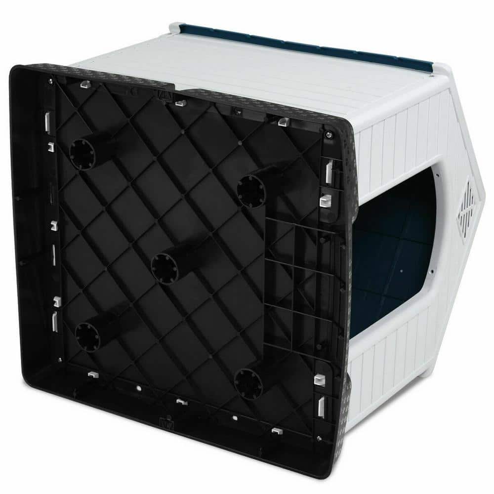 WELLFOR 30.5 in. W x 33.5 in. D x 33 in. H Indoor Outdoor Plastic Waterproof Ventilate Pet Dog House - Medium PS-HWY-7065-M