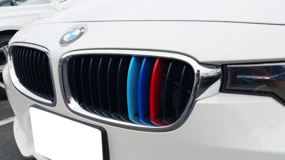 iJDMTOY M-Colored Grille Insert Trims For BMW F30 3 Series 320i 328d 328i 335i 340i w/Standard Kidney Grill (11 Beams)， NOT for 8-Beam Black Grille nor M3