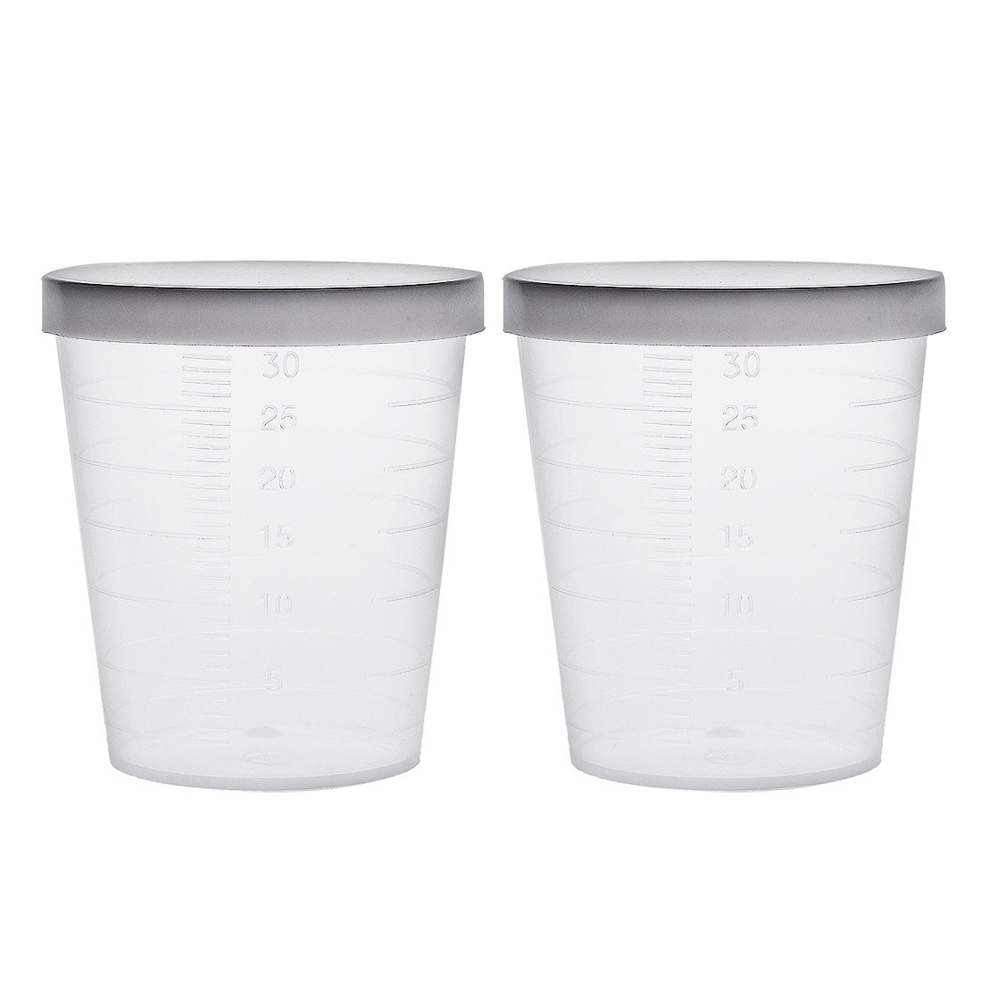 2pcs Kitchen Laboratory 30mL Clear Plastic Graduated Measuring Cup w Cap - 30mL 2 pcs