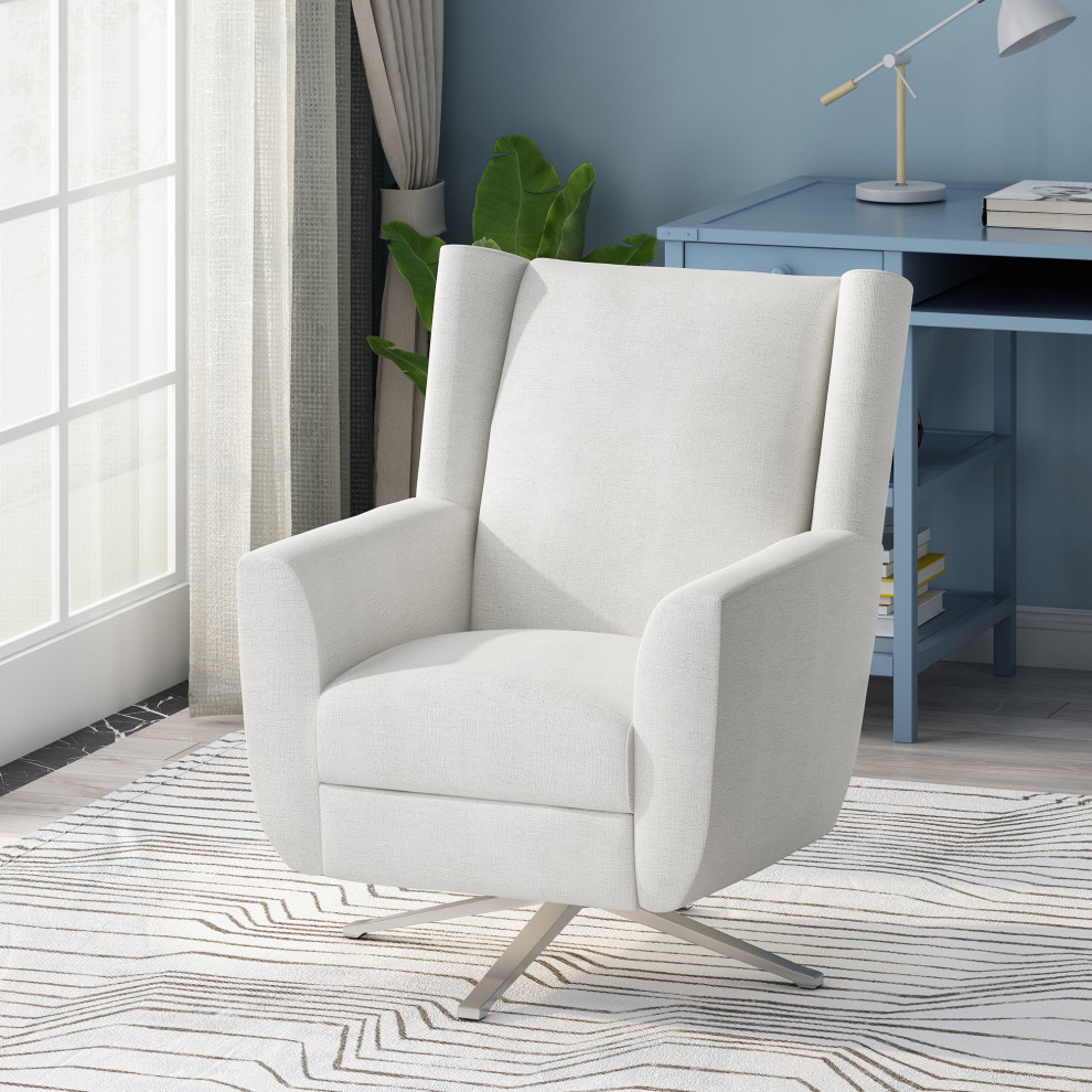 Swiveling Accent Chair  Light Champagne Base With Padded Seat and Wingback   Contemporary   Armchairs And Accent Chairs   by Declusia  Houzz