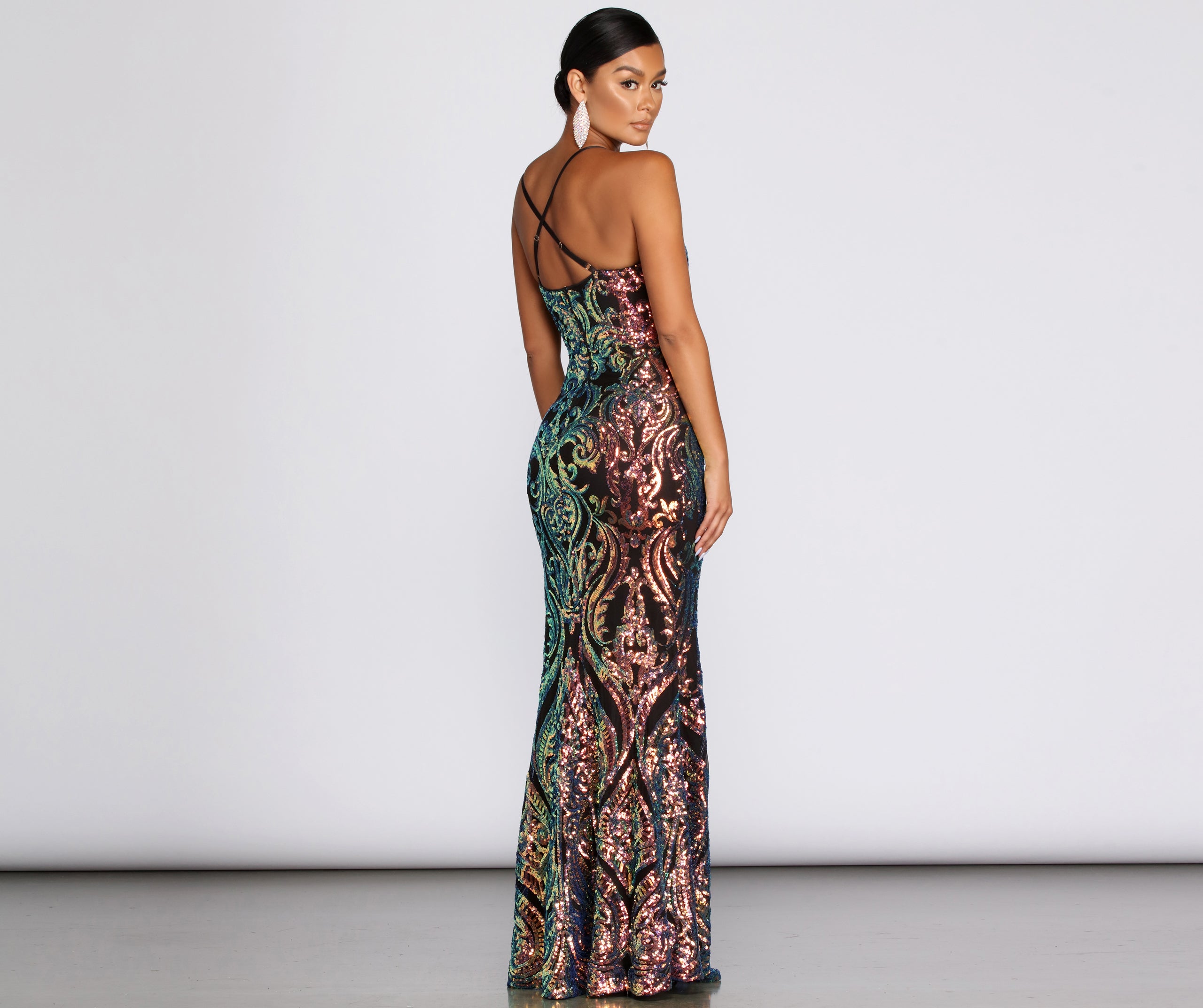 Giselle Formal Iridescent Sequin Dress