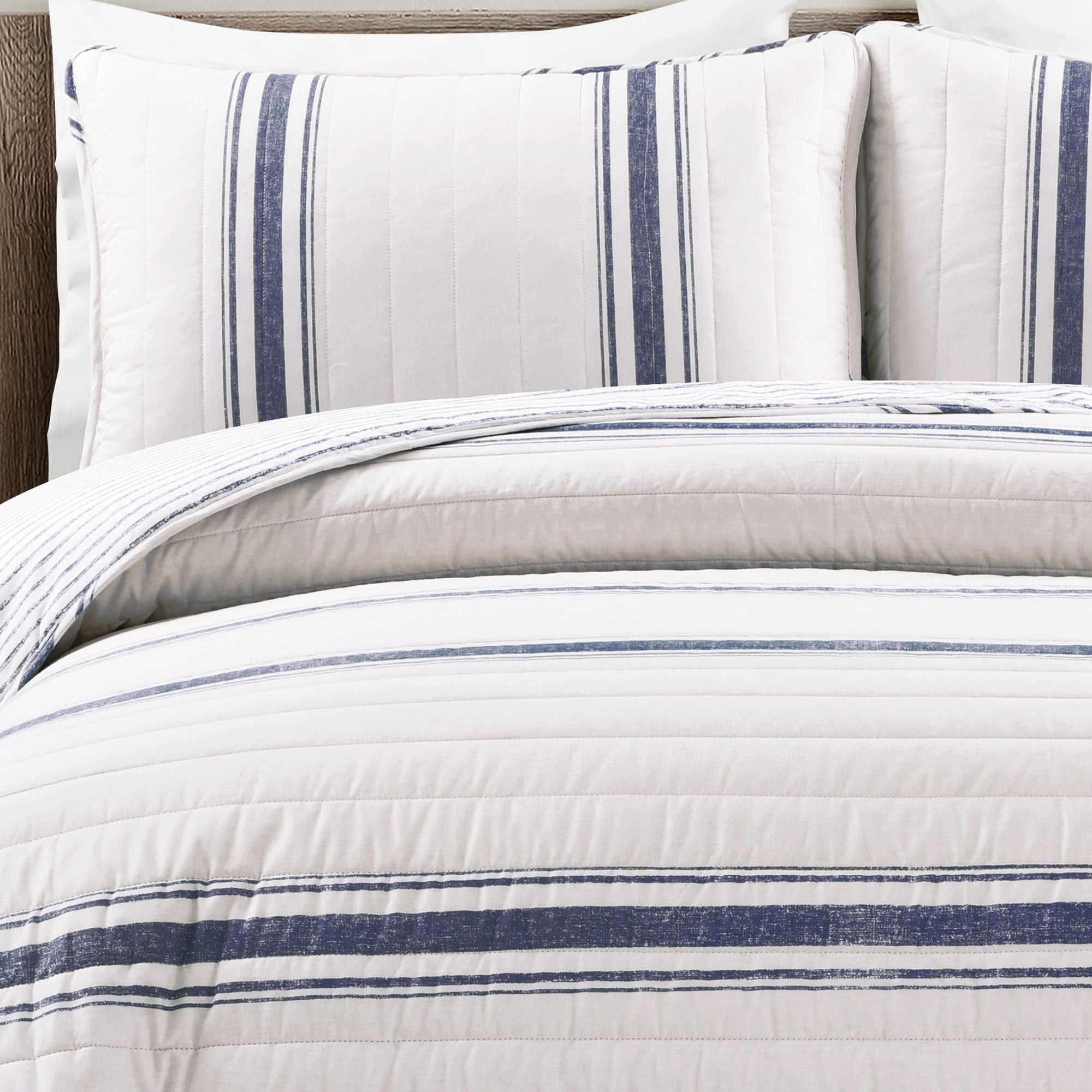 Farmhouse Stripe Reversible Cotton Quilt Set