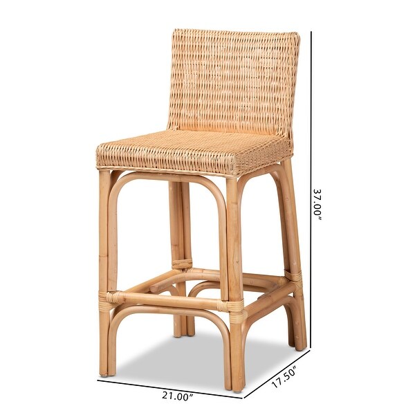 Athena Modern and Contemporary Natural Finished Rattan Counter Stool