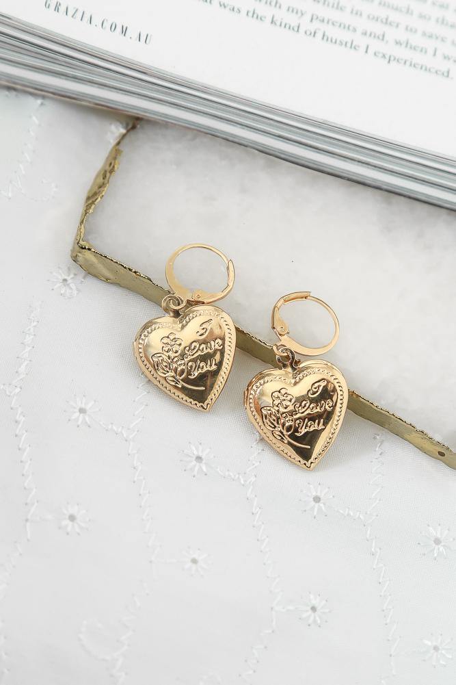 Kept In My Locket Earrings Gold