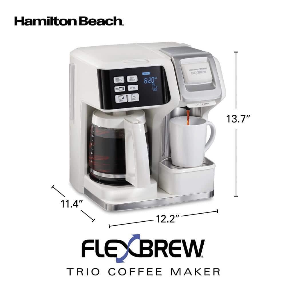 Hamilton Beach FlexBrew 2Way 12Cup White Drip Coffee Maker with BuiltIn Timer