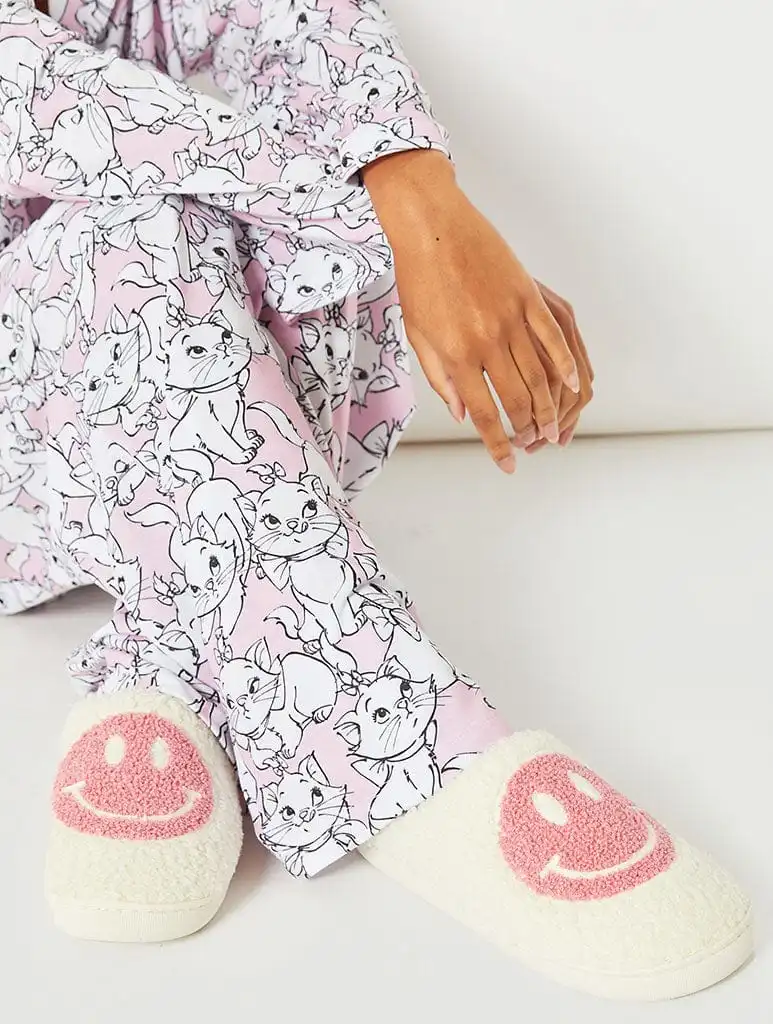 Pink Happy Face Slippers