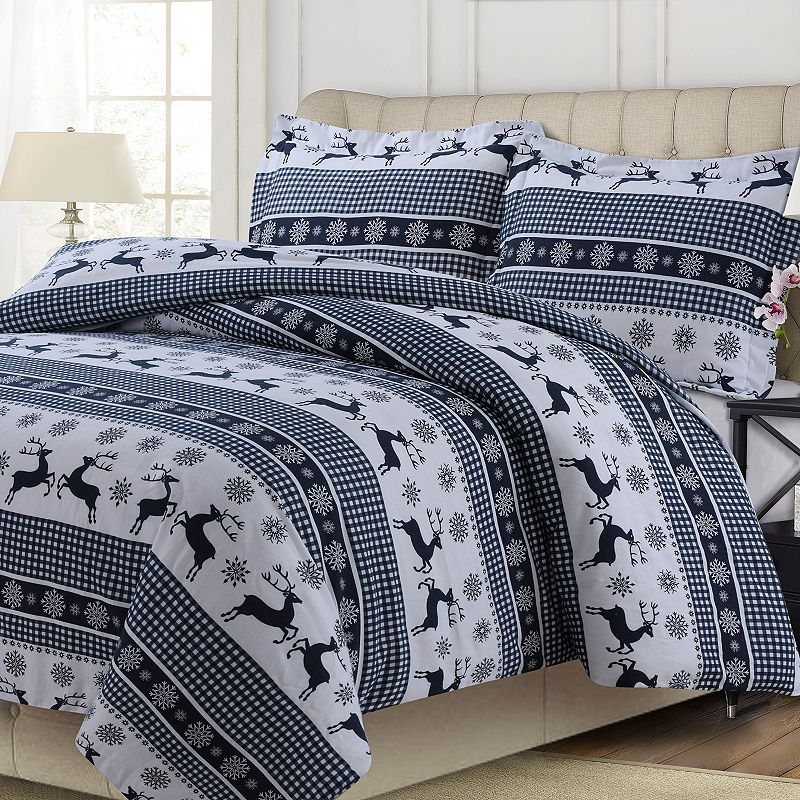 Printed Flannel 3-piece Duvet Cover Set