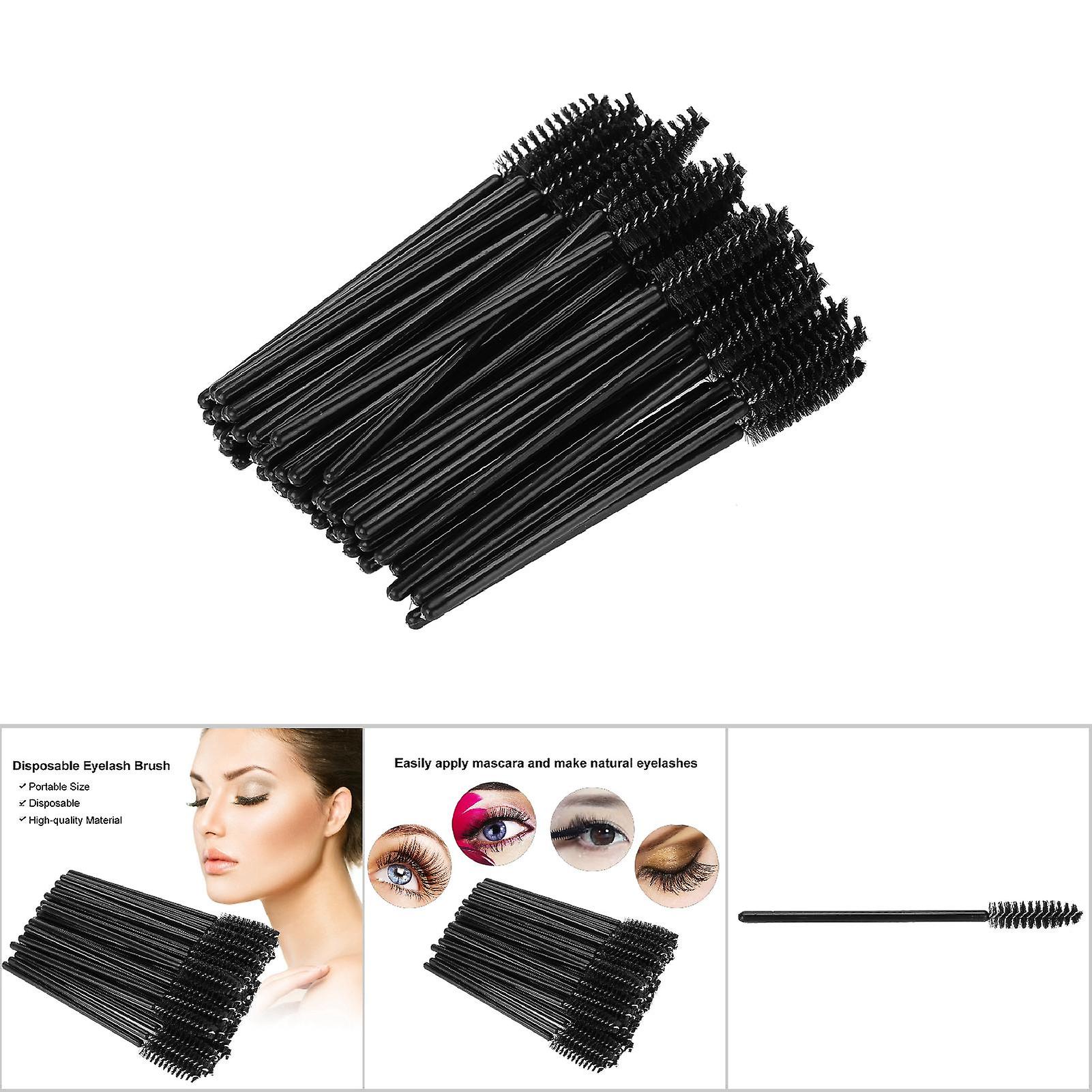 50pcs Disposable Eyelash Brush Makeup Mascara Wands Curel Extension Applicator Tools Black