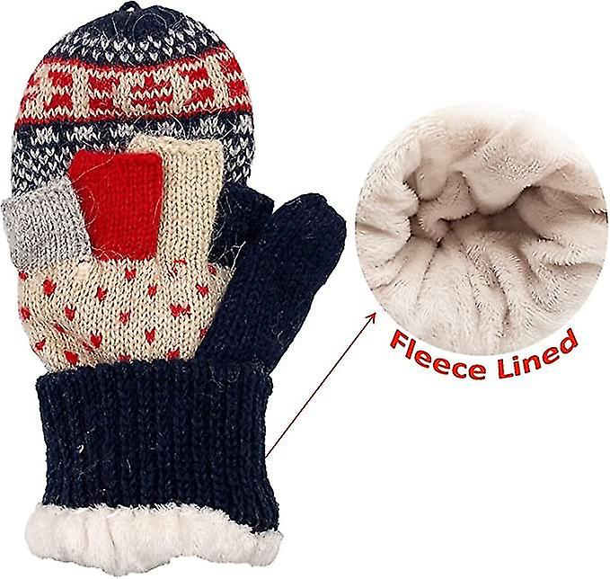 Winter Fingerless Gloves For Women Warm Wool Knitted Convertible Ladies Fingerless Mittens1setmixed Color