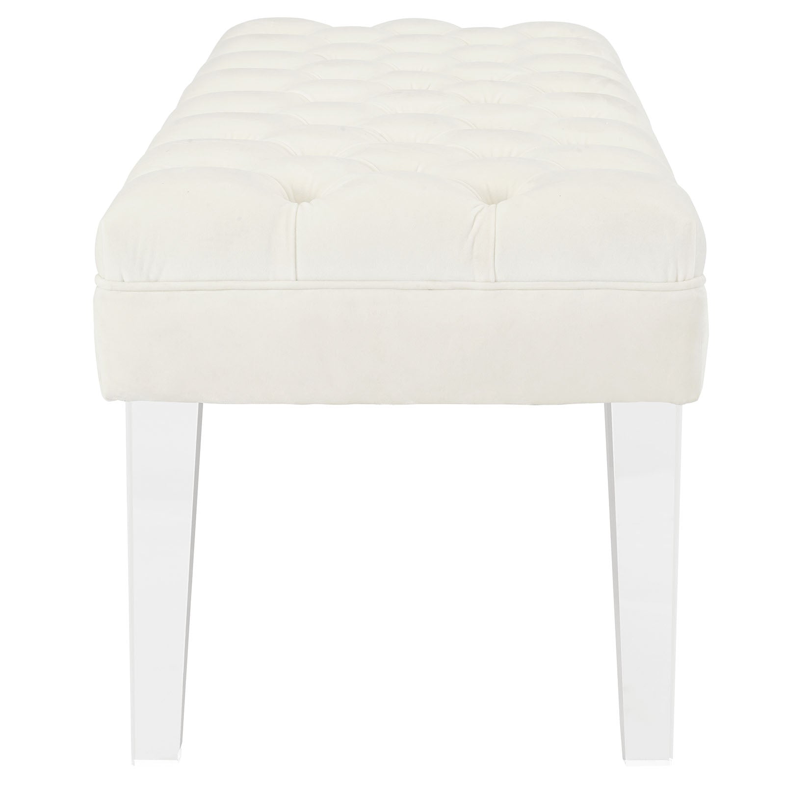 Modern Contemporary Urban Design Bedroom Living Room Bench, White Ivory, Fabric Velvet