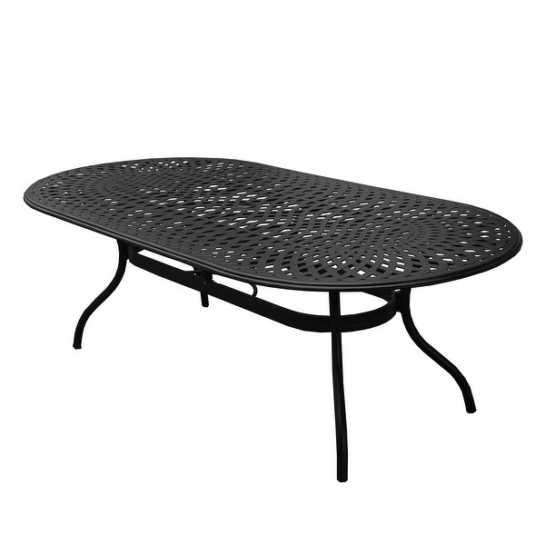 Outdoor Mesh Lattice Aluminum 95 inch Oval Dining Table