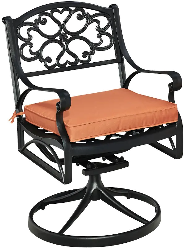 Sanibel Black Outdoor Swivel Rocking Chair with Cushions