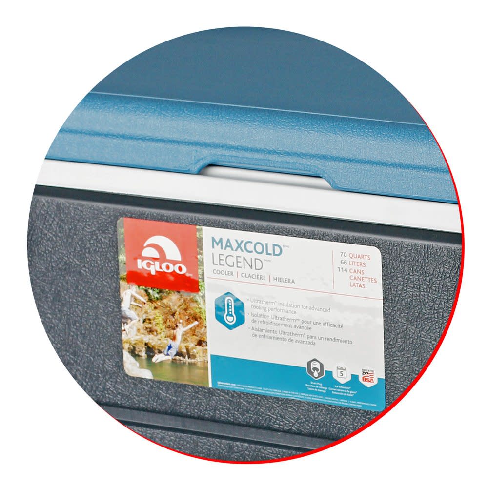 Igloo Maxcold 70 Hard Cooler Jet Carbon/Ice Blue 70qt ;