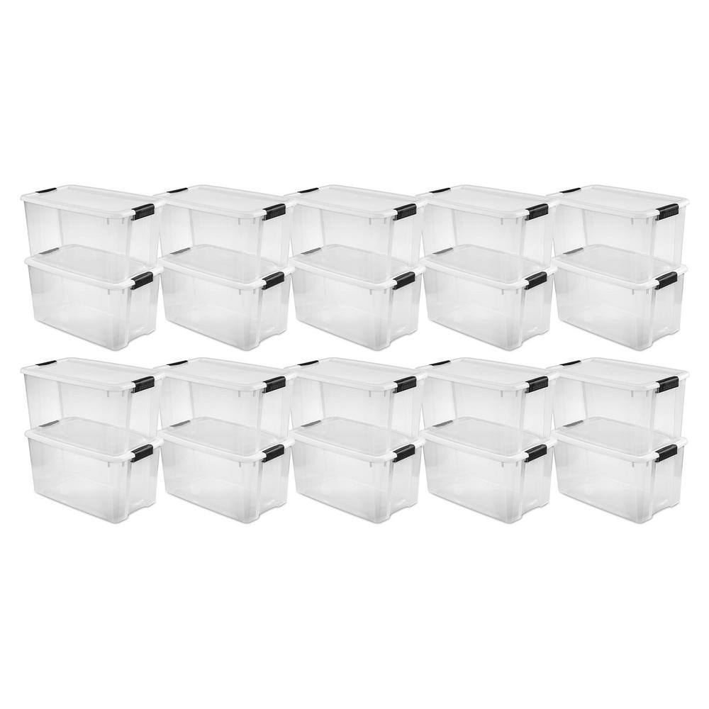 Sterilite 70 qt. XL Plastic Stacking Storage Container Boxes in Clear 20 Pack 20 x 19889804