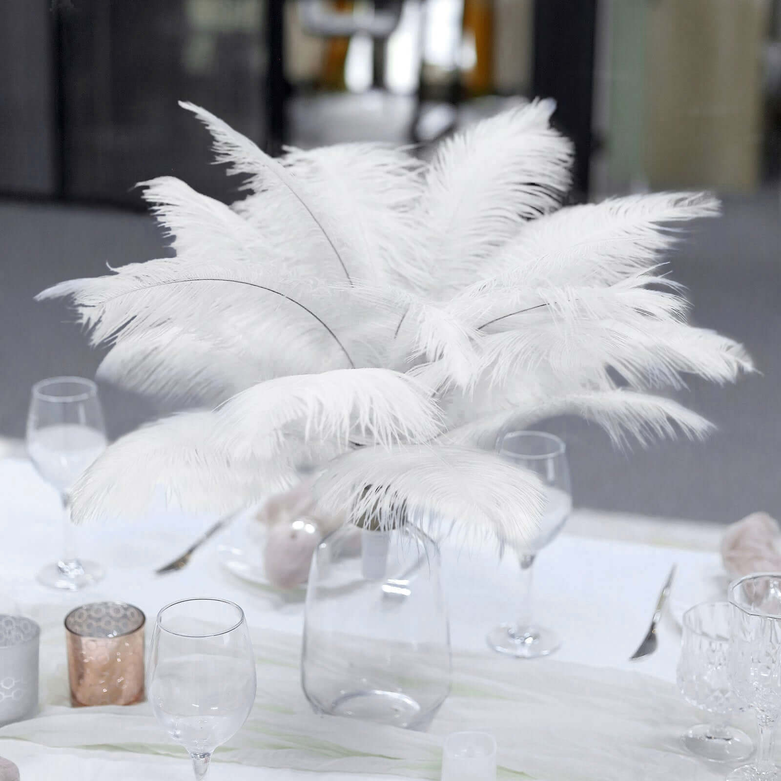 12 Pack White Natural Plume Real Ostrich Feathers, DIY Centerpiece Fillers 13