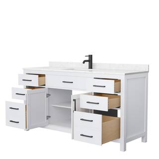 Wyndham Collection Beckett 66 in. W x 22 in. D x 35 in. H Single Sink Bath Vanity in White with Carrara Cultured Marble Top WCG242466SWBCCUNSMXX