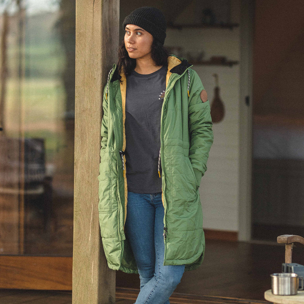 Flora Long Recycled Insulated Jacket - Vineyard Green