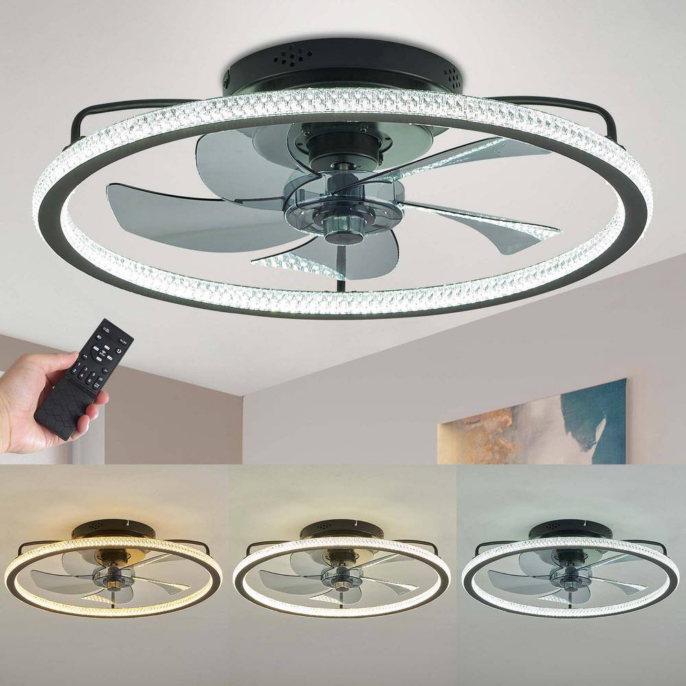 FANNEHONNE 20'' Ceiling Fans with Lights and Remote Low Profile Flush Mount Small Ceiling Fan for Bedroom CA0001106