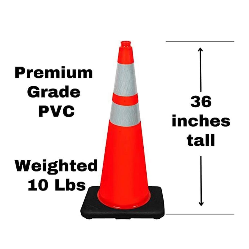 Vanity Art 36 in. Black Base Orange Safety Cone with 6