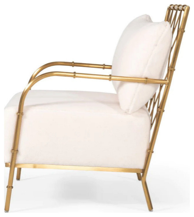 Natasha Glam White Velvet and Gold Accent Chair   Asian   Armchairs And Accent Chairs   by Rustic Home Furniture Deco  Houzz