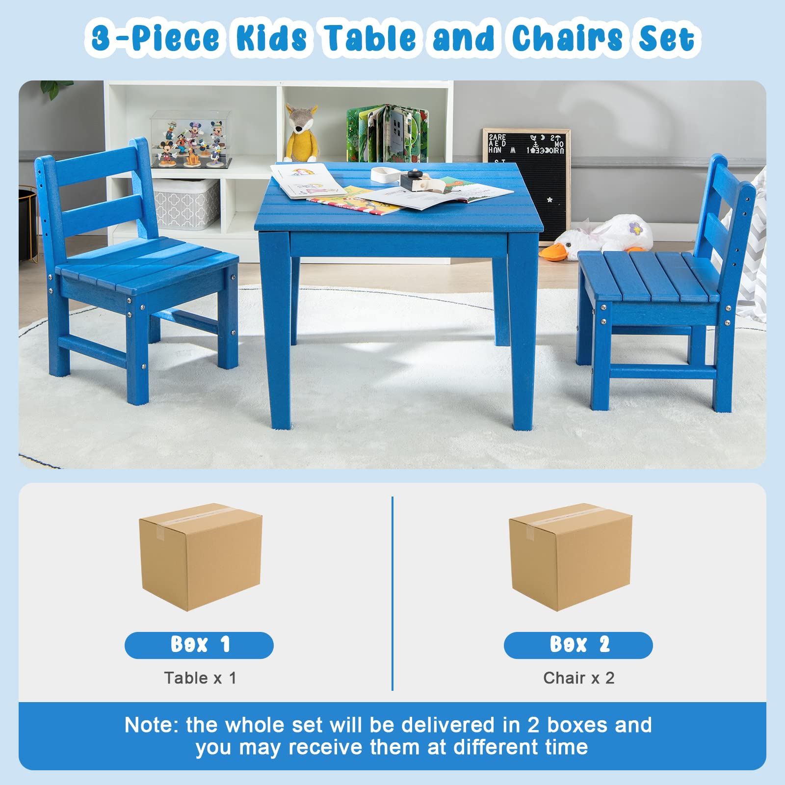 Costzon Kids Table and Chair Set, 3 Piece Toddler Table and Chair Set