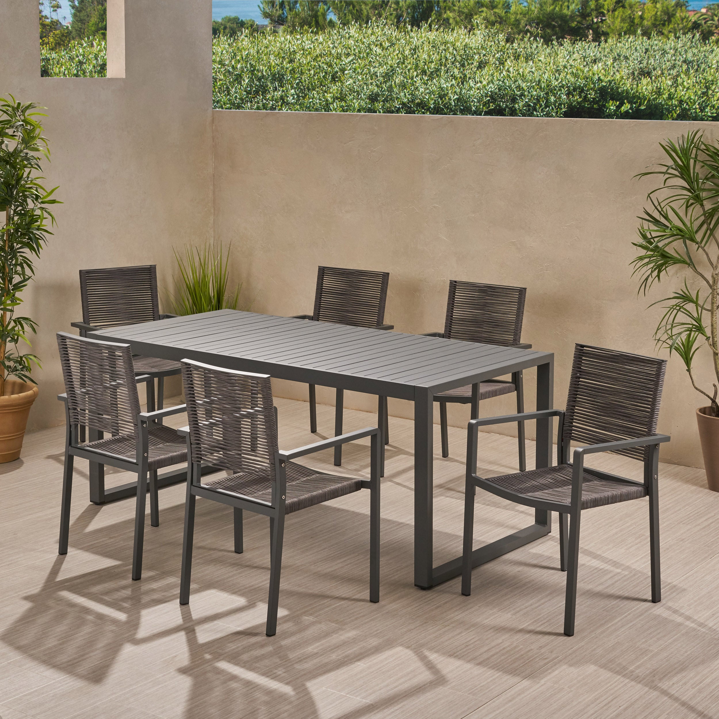 Aicha 6 Seater Aluminum Dining Set