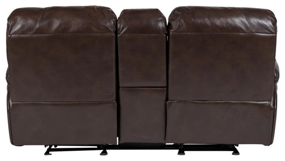 Ramsey Leather Look Console Reclining Loveseat   Contemporary   Loveseats   by Homesquare  Houzz