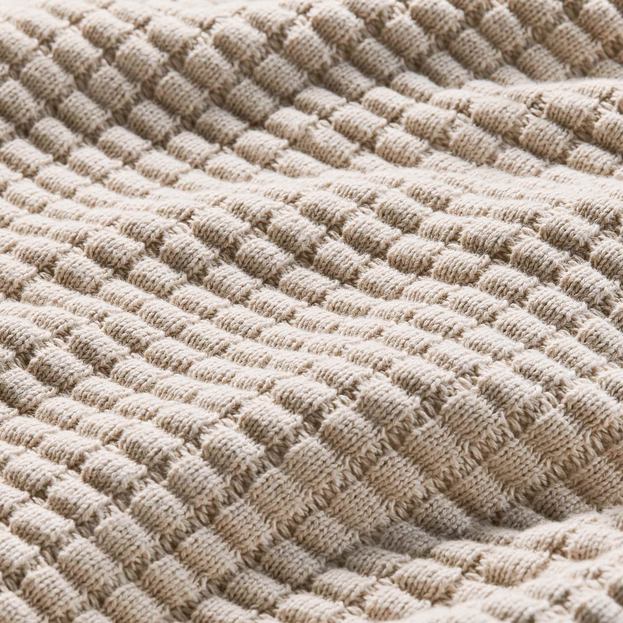 Grid Knit Cotton Throw Blanket