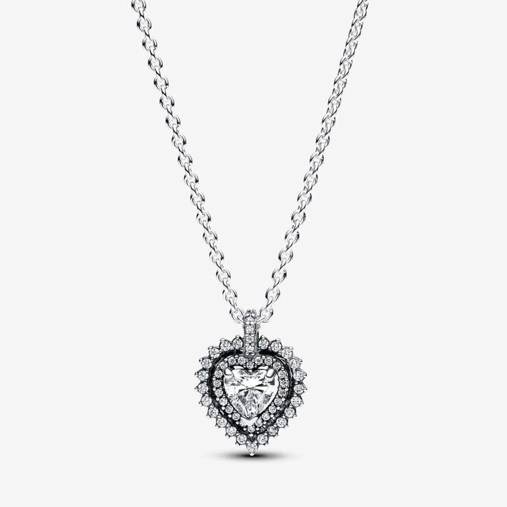 PANDORA  Sparkling Heart Halo Pendant Necklace - Sterling Silver