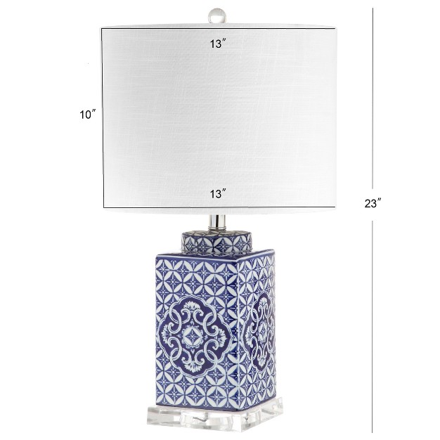 Choi Chinoiserie Table Lamp includes Led Light Bulb Blue Jonathan Y