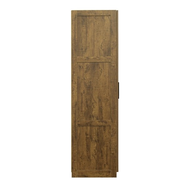 High wardrobe and kitchen cabinet with 2 doors， 2 drawers and 5 storage spaces，walnut - - 36528816